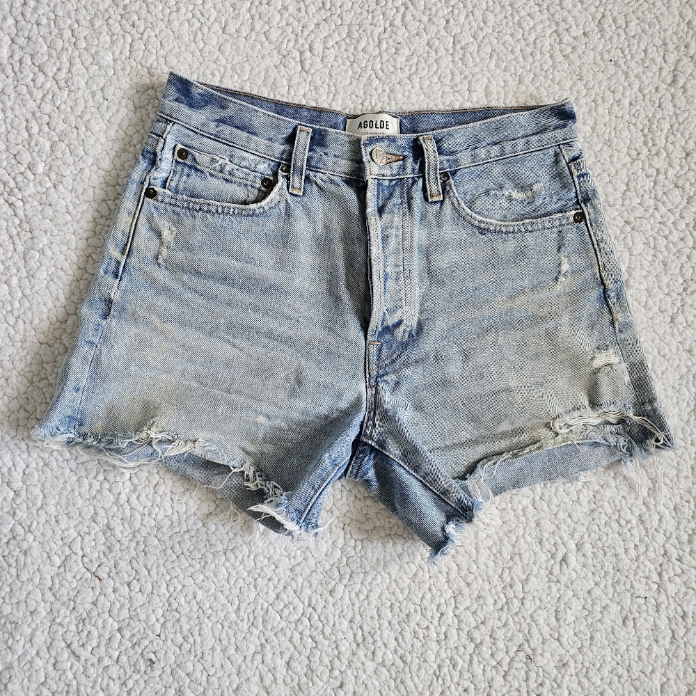 Agolde Parker Vintage Cutoff Denim Shorts Size 26 Freewheeling Distressed